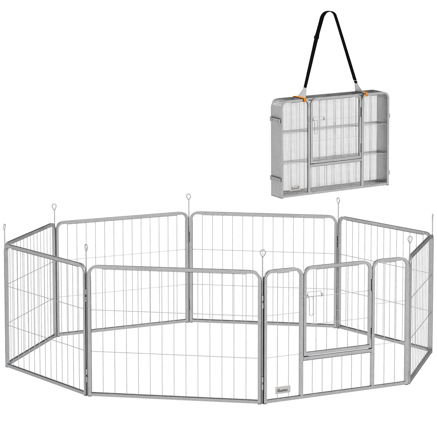PawHut Pet Playpen Stahl Meerschweinchen Silber 160L x 160B x 60H cm