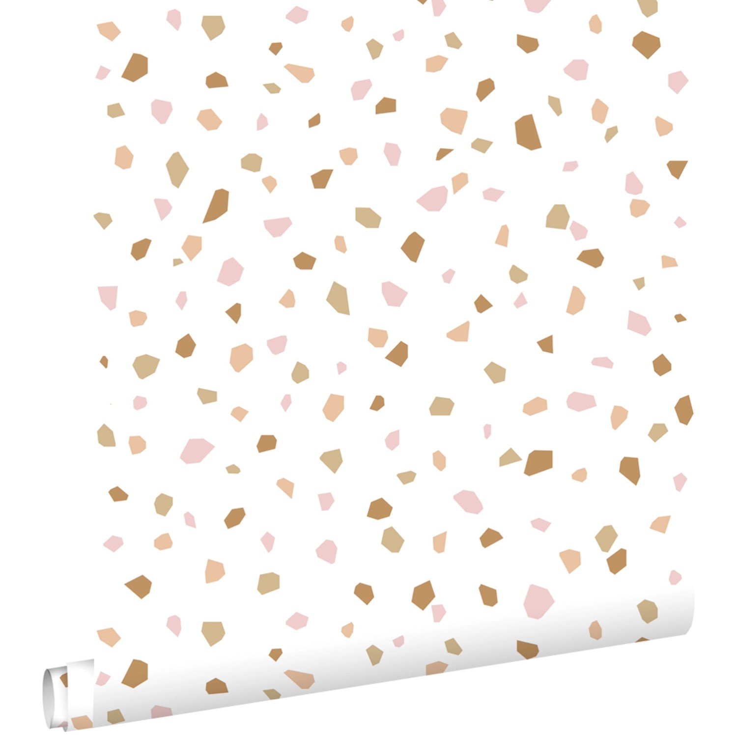 ESTAhome Tapete Terrazzo-Motiv Hellrosa Dunkelorange und Beige 53 cm x 10.0 günstig online kaufen