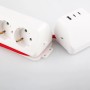 Weiße 4-fach Steckdosenleiste mit USB-A und USB-C Anschlüssen, 1,4 m Kabel.