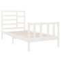Weißes Massivholzbett 90x190 cm, Einzelbett mit Lattenrost, Kiefernholz für Schlafzimmer.