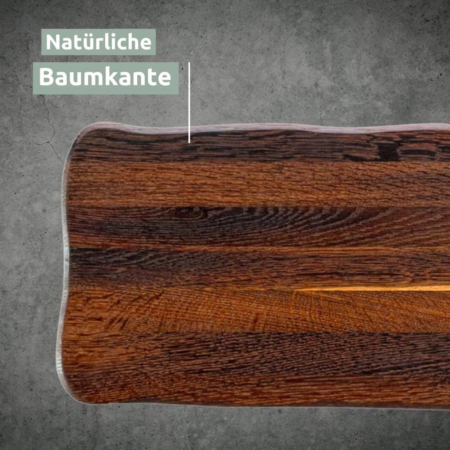 Holz4home La Madera Schneidebrett Basic aus dunkler Eiche mit natürlicher Baumkante.