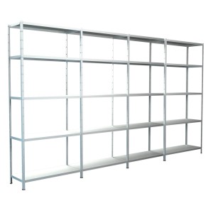 Weißes Schulte Steckregal mit 20 Böden, ideal für Lagerung und Ordnung.