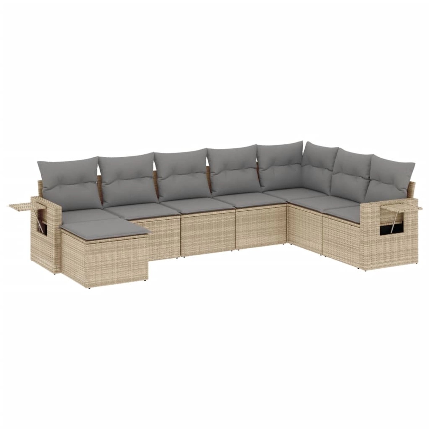 vidaXL 8-Tlg Garten-Sofagarnitur mit Kissen Beige Poly Rattan 3220558 günstig online kaufen