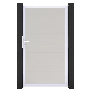GroJa Basicline Gartentor, 1-flügelig, 100x180 cm, Weiß. Sichtschutzzaun Tor mit Aluminiumrahmen.