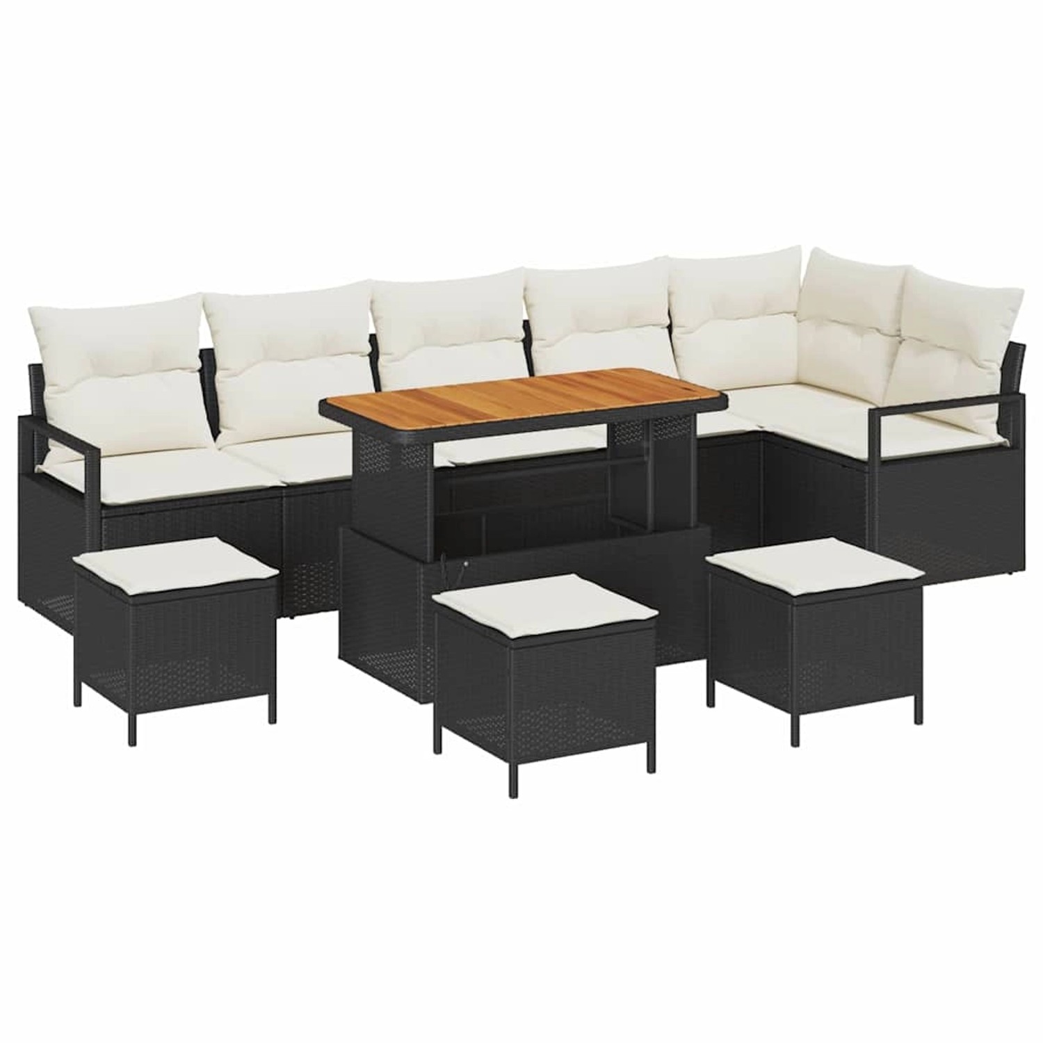 vidaXL Garten-Sofa-Set mit Kissen 10-Tlg Schwarz Poly Rattan 3362550 günstig online kaufen
