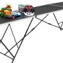 LUX Mehrzwecktisch MZT-300/60 Basic 3 m mit Spielzeug auf schwarzer Arbeitsplatte und schwarzem Gestell.