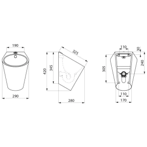 Delabie Urinal FINO wandhängend Edelstahl 1.4301 satiniert
