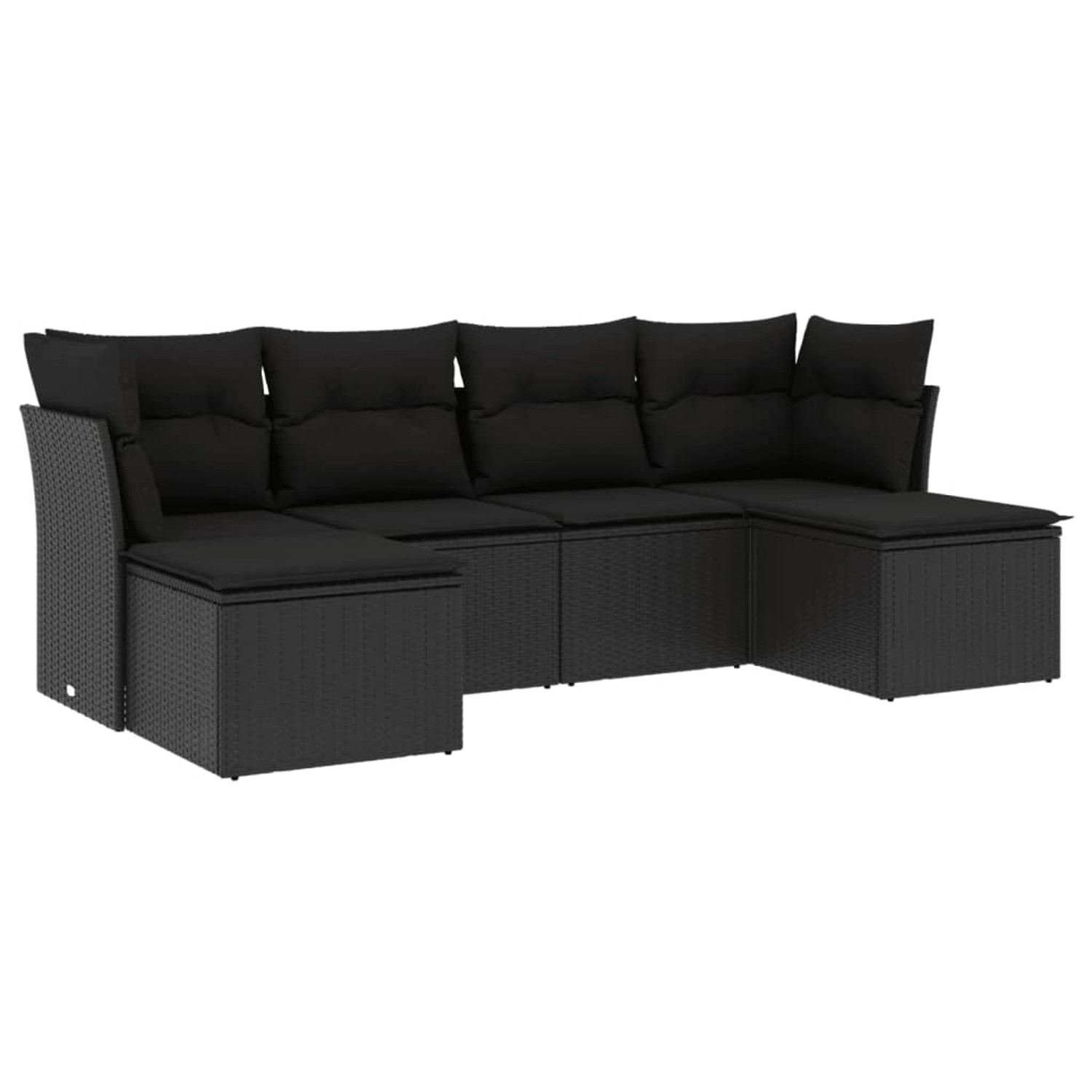 vidaXL 6-tlg Garten-Sofagarnitur mit Kissen Schwarz Poly Rattan Modell 26