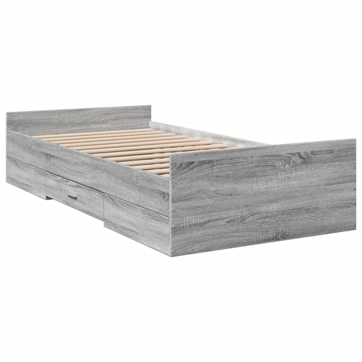 vidaXL Bettgestell mit Schubladen Grau Sonoma 100x200 cm Holzwerkstoff 3280 günstig online kaufen