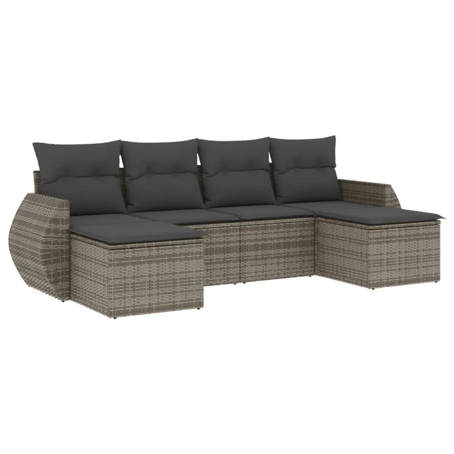 vidaXL 6-Tlg Garten-Sofagarnitur mit Kissen Grau Poly Rattan 3221719 günstig online kaufen