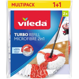 Vileda Turbo 2in1 Ersatzkopf Doppelpack für Turbo Wischmopp, Mikrofaser.