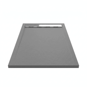 Mirlo Mineralguss Duschwanne Extra Flach Ribera  Anthrazit Ablaufschutz Chrom 80x120cm