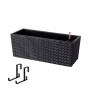 Relaxdays Balkonkasten Polypropylen Metall Schwarz mit Halterung Füllstandsanzeige 19 cm x 50 cm x 19 cm