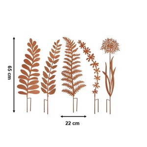 Kobolo Gartenstecker GRESS 5er Set in Rostoptik, Dekostecker für den Garten.