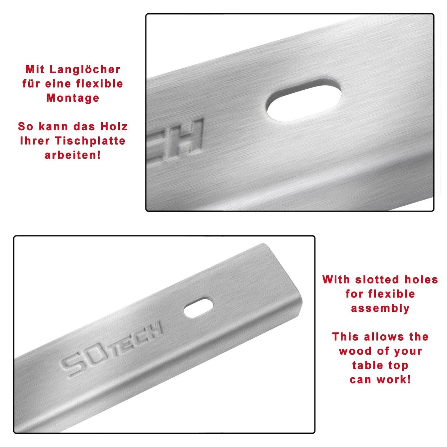 SOTECH 3 Stück Gratleisten U-Form 800 x 40 x 20 mm Edelstahl Gebürstet für Tischplatten_3