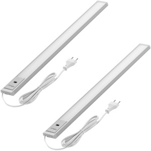2er Set dimmbare LED Unterbauleuchten, warmweiß, Aluminium, mit Sensor und Schalter.