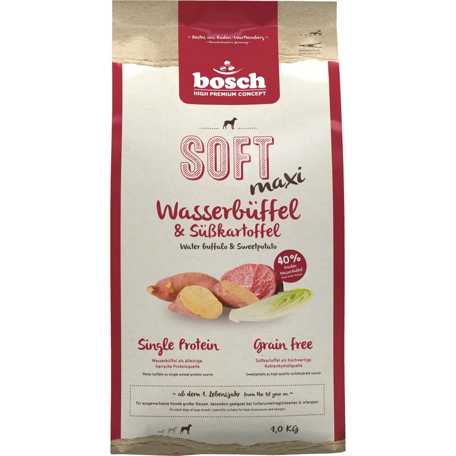 Bosch Pets Hunde-Trockenfutter Soft Maxi Wasserbüffel und Süsskartoffel 1 kg