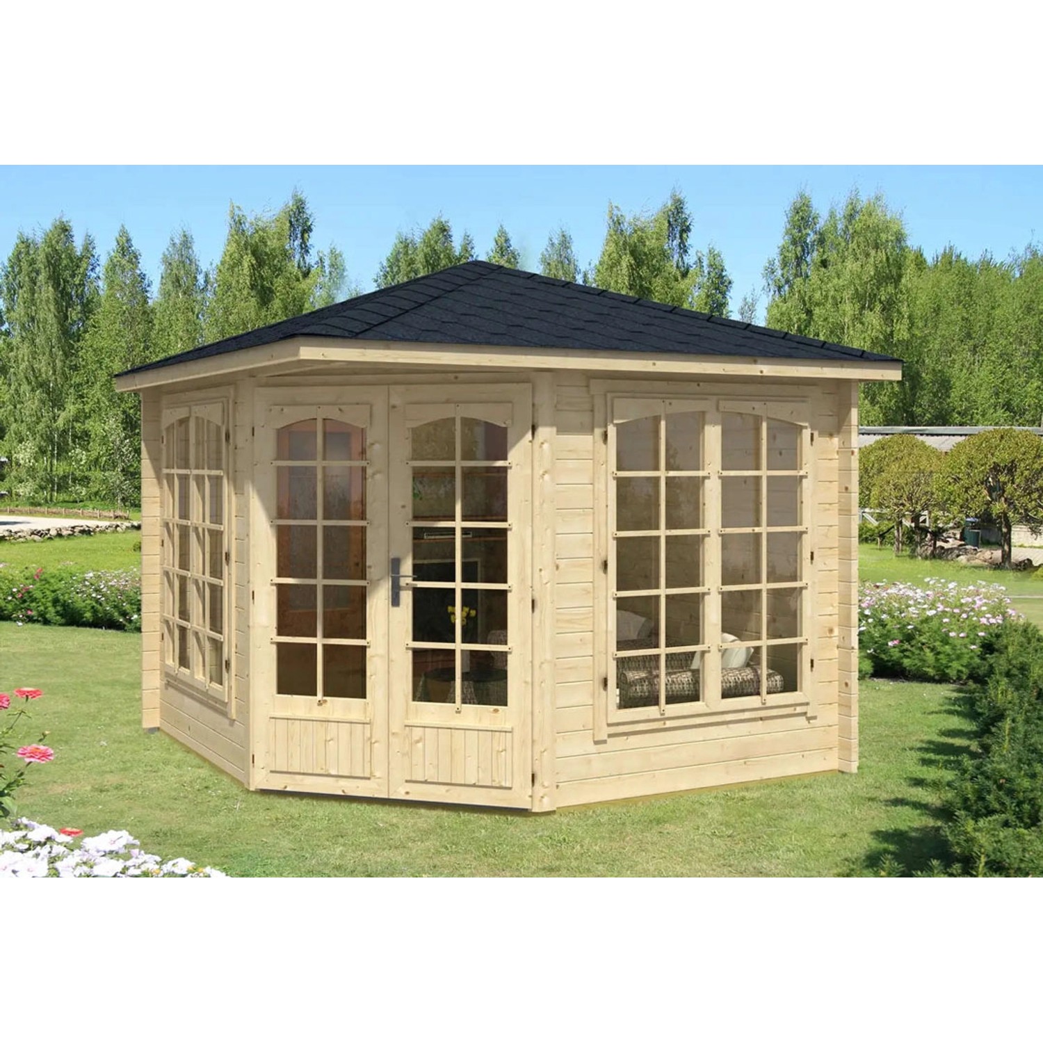 Alpholz Gartenhaus Josephine-40 Unbehandelt 325 cm x 325 cm günstig online kaufen