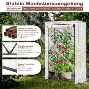 Sturmsicheres Foliengewächshaus 50x100x150 cm mit Tomaten, PE Gitterfolie. Robustes Gartenhaus für Gemüse & Frühbeet.
