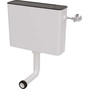 Siamp Spülkasten Tosca, Aufputzspülkasten für Stand-WC, Kunststoff weiß/schwarz.