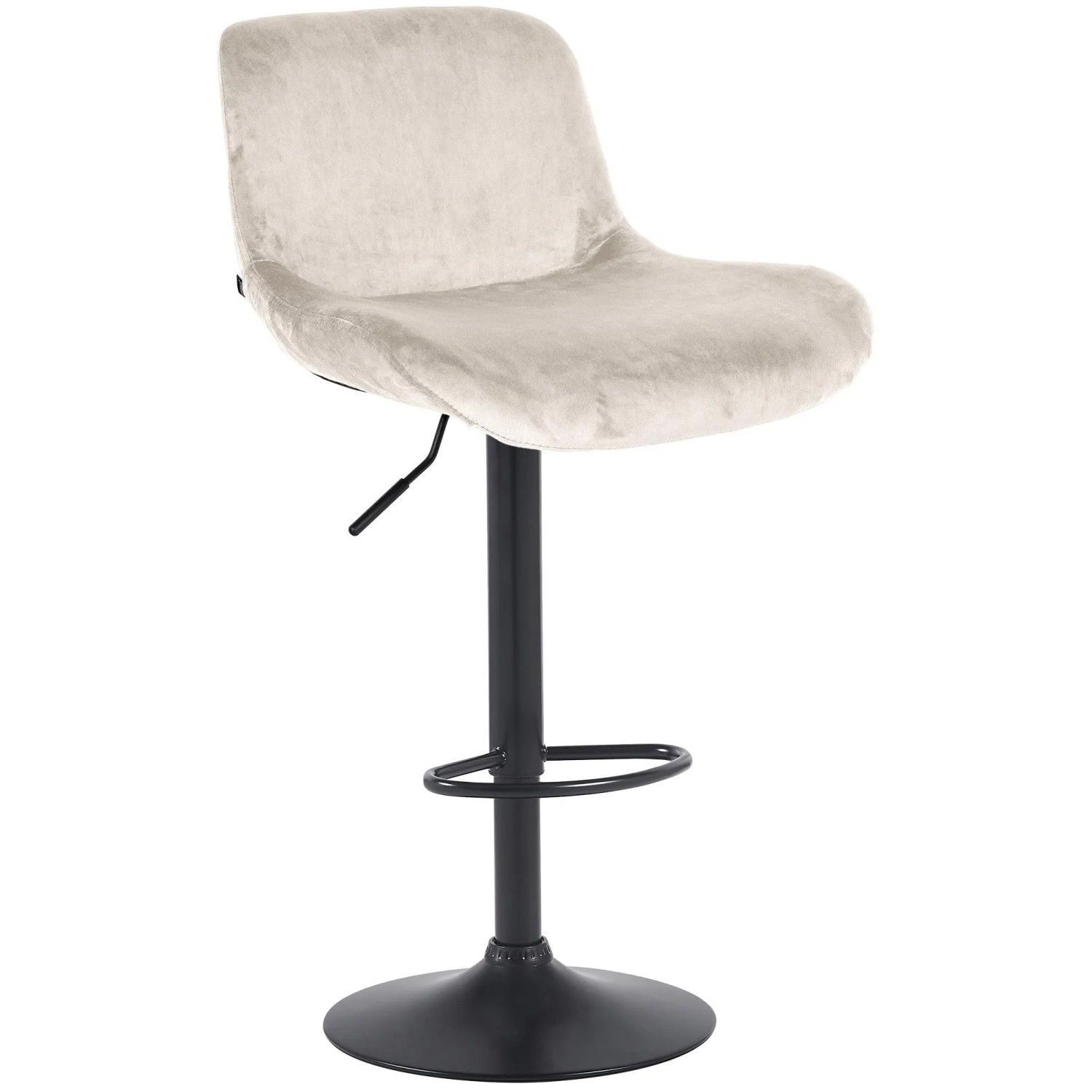 DELUKE Barhocker PONOR Samt Creme 50x50x85cm Schwarz Barstuhl Höhenverstellbar Mit Lehne Drehbar Tresenhocker Tresenstuhl