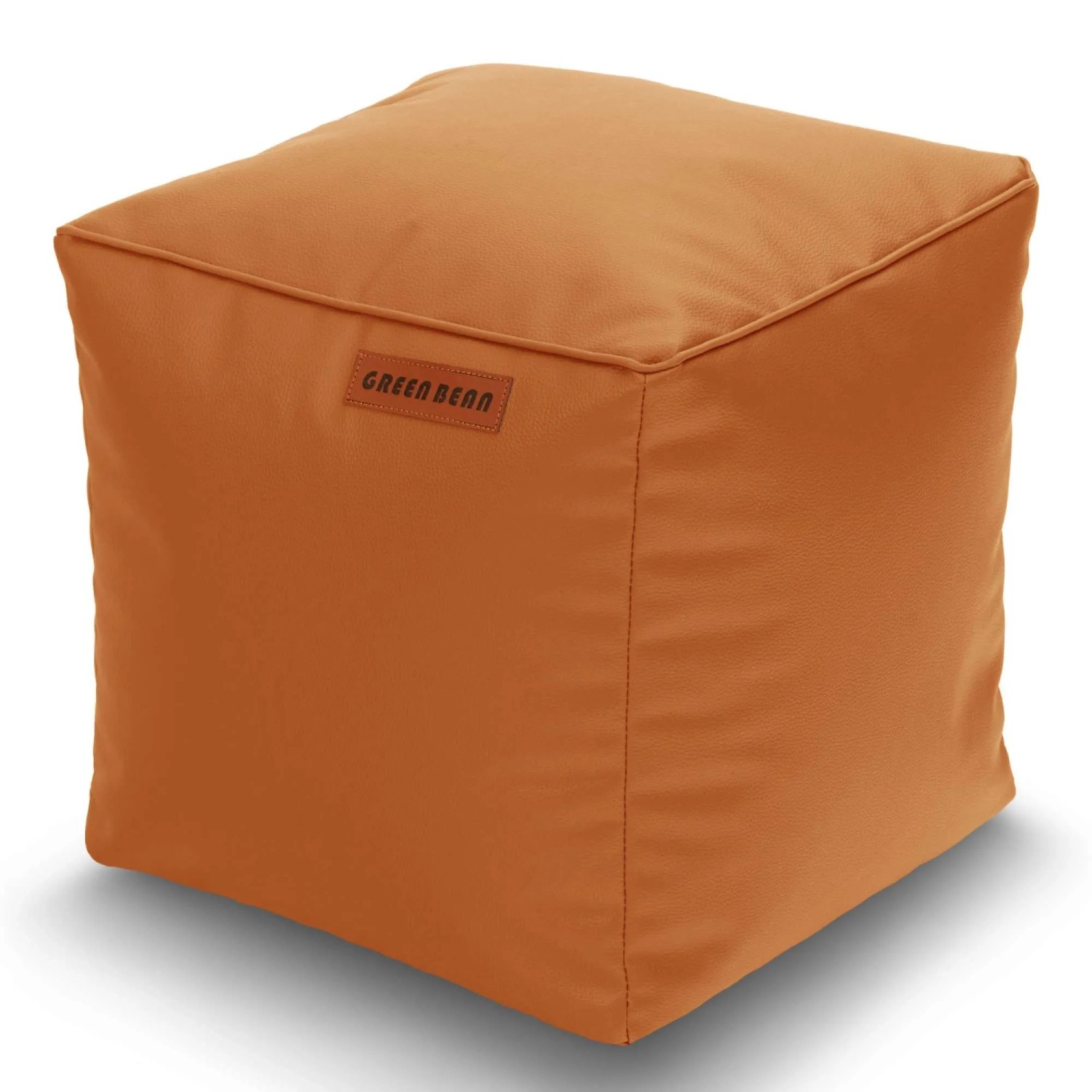 Green Bean Sitzhocker Cube 40 x 40 x 40 cm Leder mit EPS-Perlen-Füllung Cognac