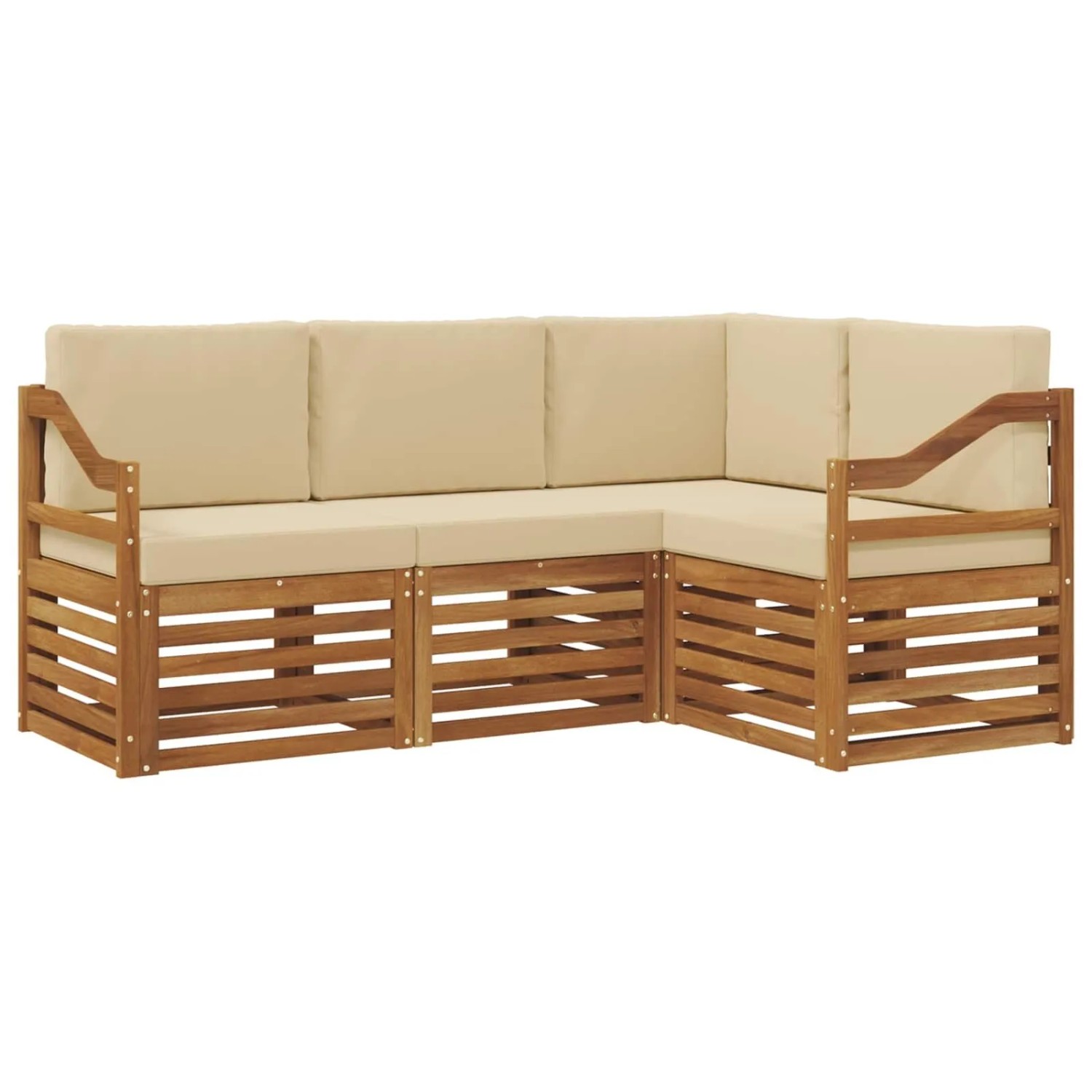 vidaXL Sofagarnituren 4 Tlg Natur und Beige Massivholz Akazie 3374748