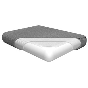 Hellgraues Bomoe Ilano Loungekissen (70x70x8cm) für Outdoor-Sitzgelegenheiten.