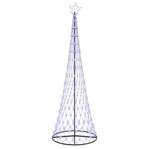 Blauer LED Weihnachtsbaum (302,5cm) aus Metall mit Stern, ideal für Innen- und Außenbereich.