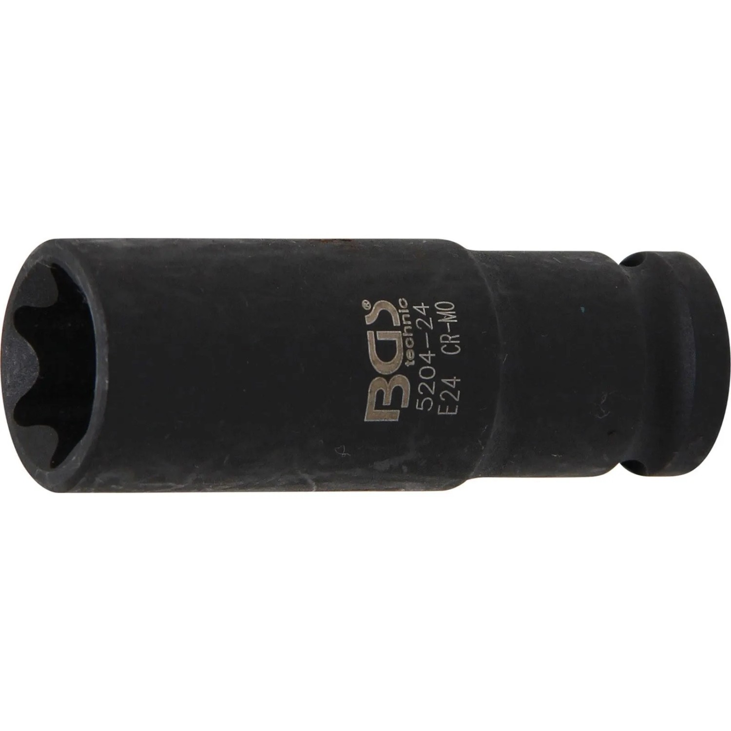 BGS Kraft Steckschlüssel Einsatz E Profil  Tief Antrieb Innenvierkant 12 5 Mm  1 2 Zoll  SW E24 Mm 5204 24