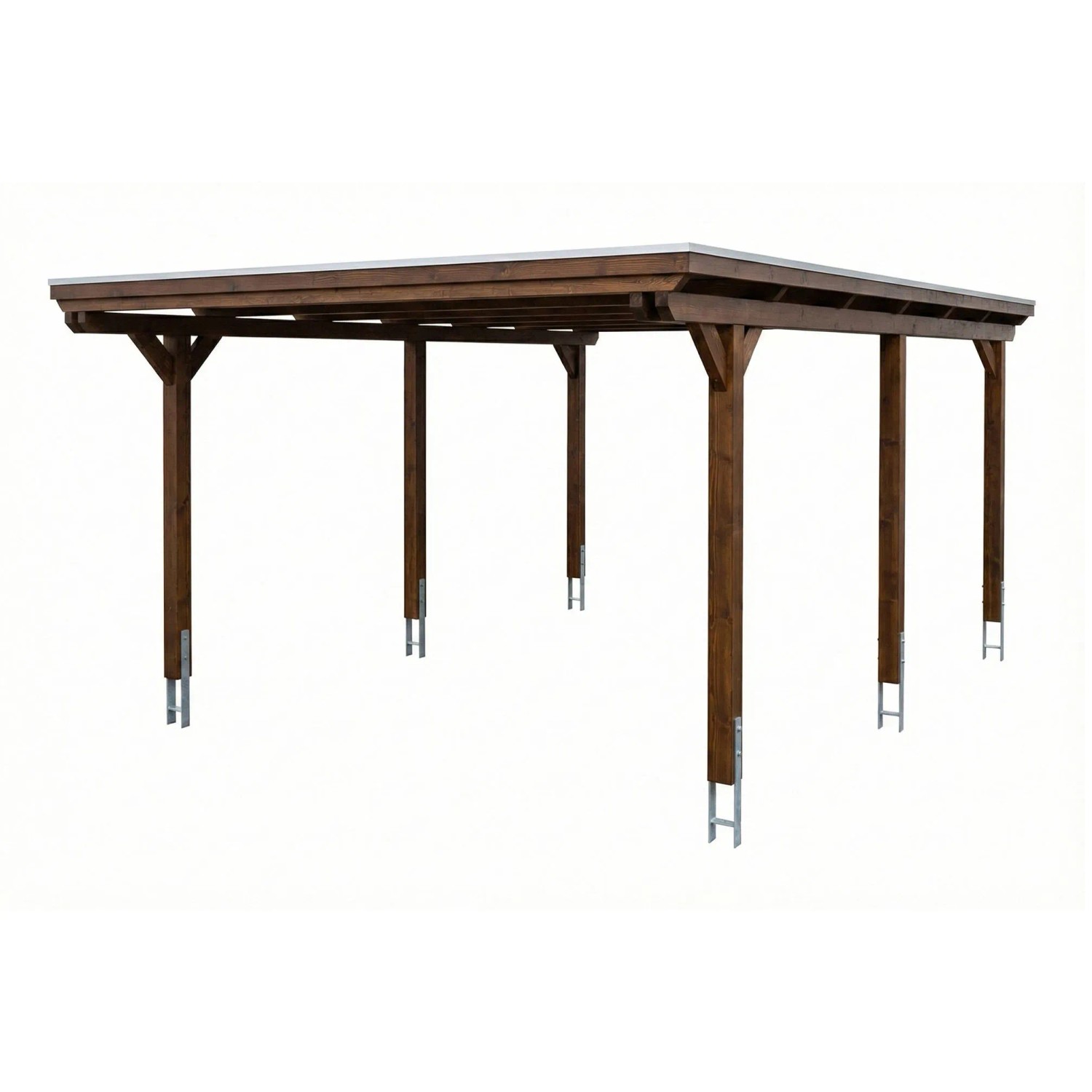 Skan Holz Carport Emsland EPDM-Dach 402 cm x 604 cm Nussbaum