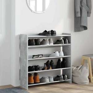 vidaXL Schuhregal Betongrau 80x25x81 cm Holzwerkstoff 859908