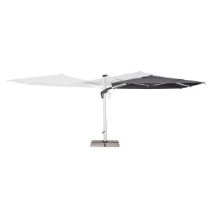 Grauer Bizzotto Ampelschirm Aries, 300x300 cm, mit drehbarem Mast und Neigungssystem.