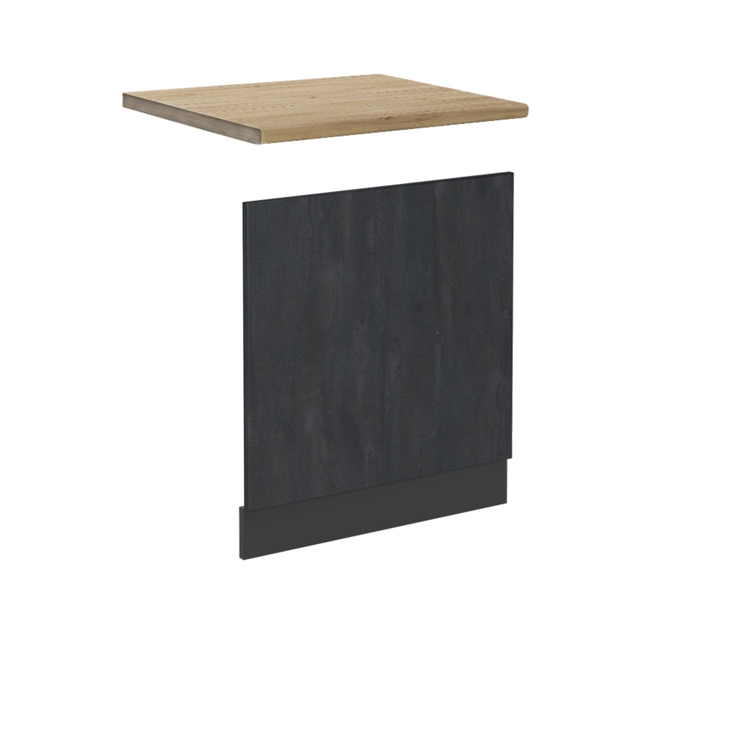 Vicco Frontblende R-Line Geschirrspüler Fronttür Schwarz Beton/Anthrazit 60 cm AP Eiche