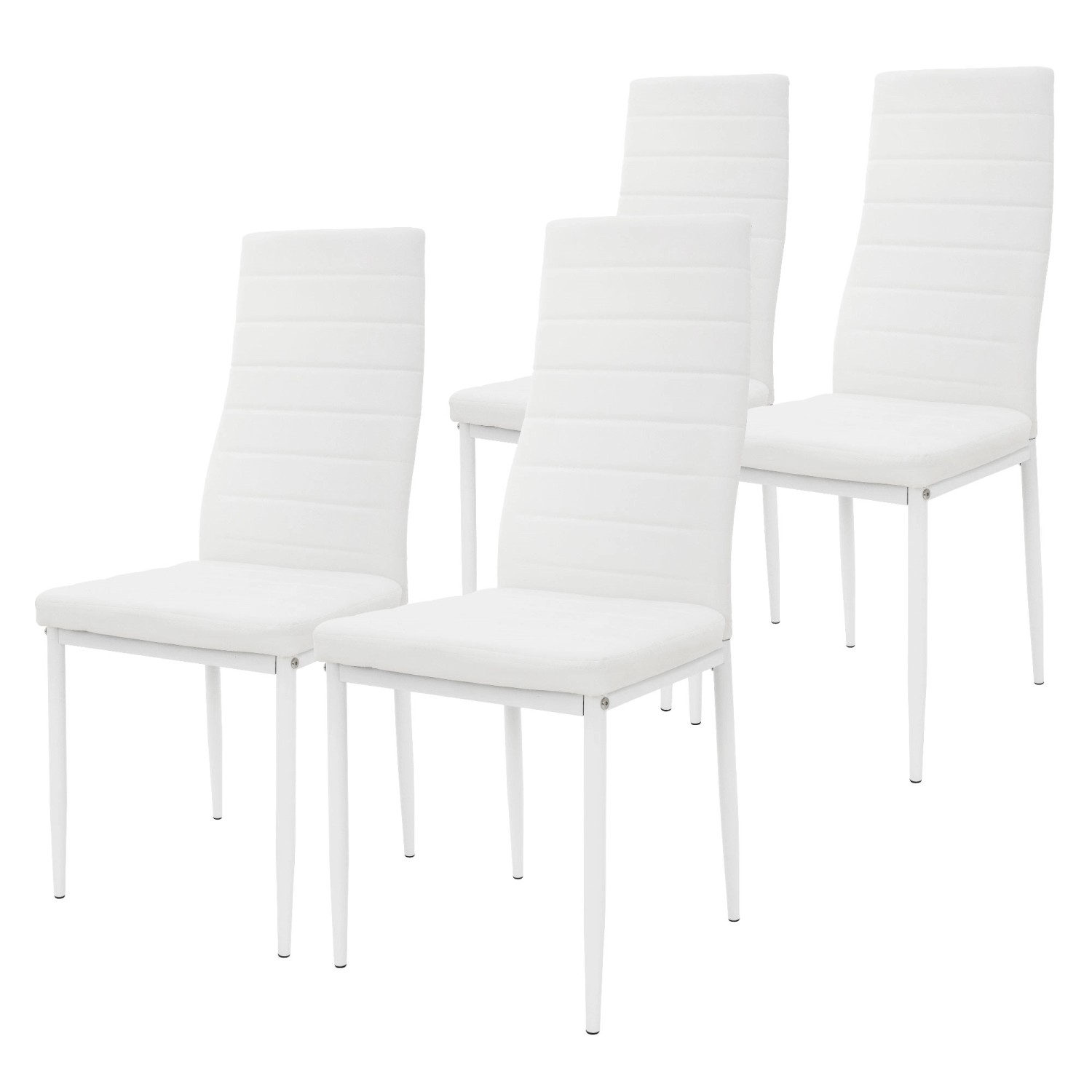 ML-Design Esszimmerstühle 4Er Set aus Kunstleder Weiß Metallbeinen günstig online kaufen