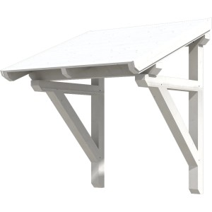 Weißes Skan Holz Haustürvordach Potsdam 176x156 cm aus lasiertem Fichtenholz.