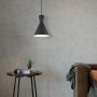 Schwarze, matte Reality Pendelleuchte Enzo über kleinem Tisch im Wohnzimmer.