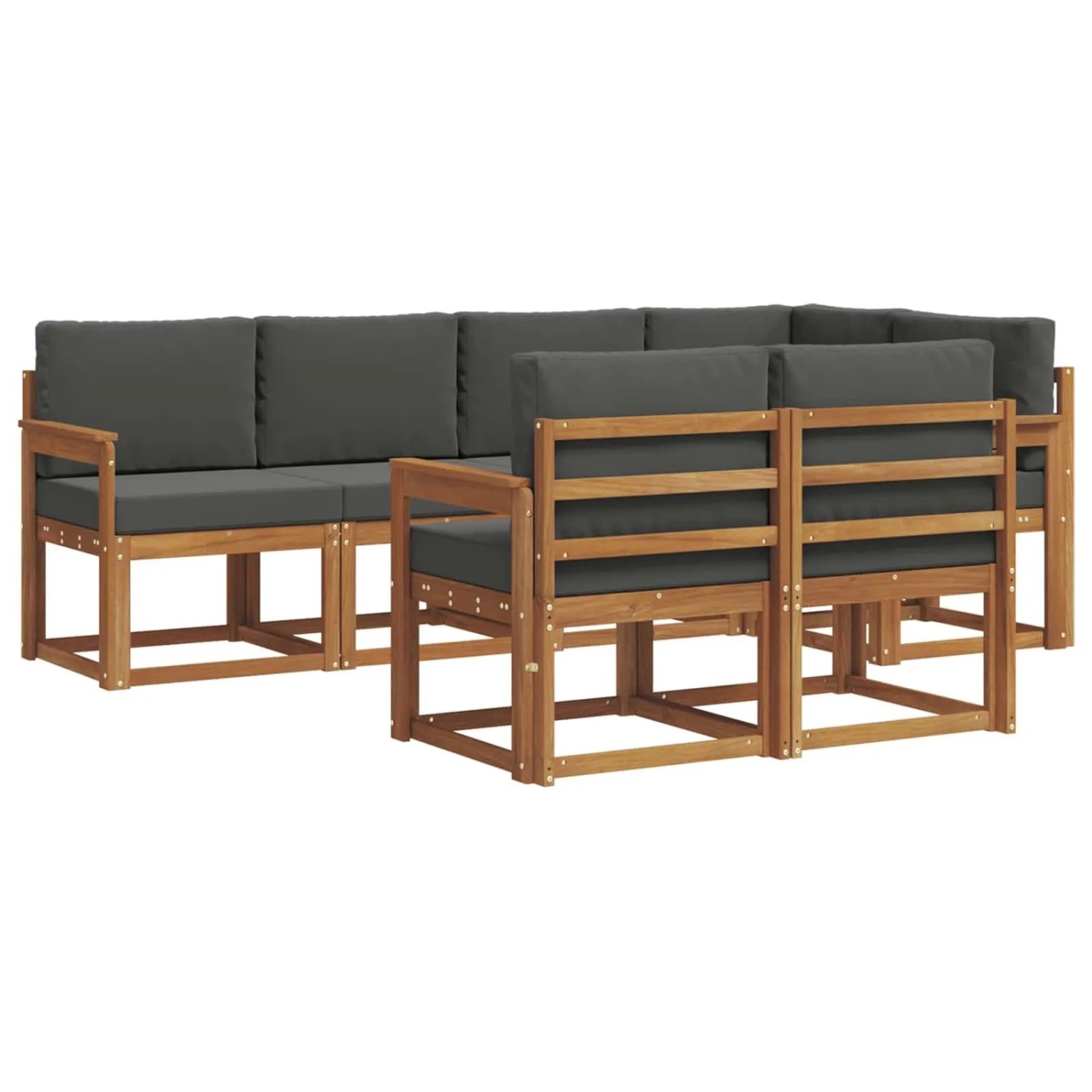vidaXL Outdoor-Sofagarnitur mit Kissen 7-Tlg Natur und Anthrazit 3366525