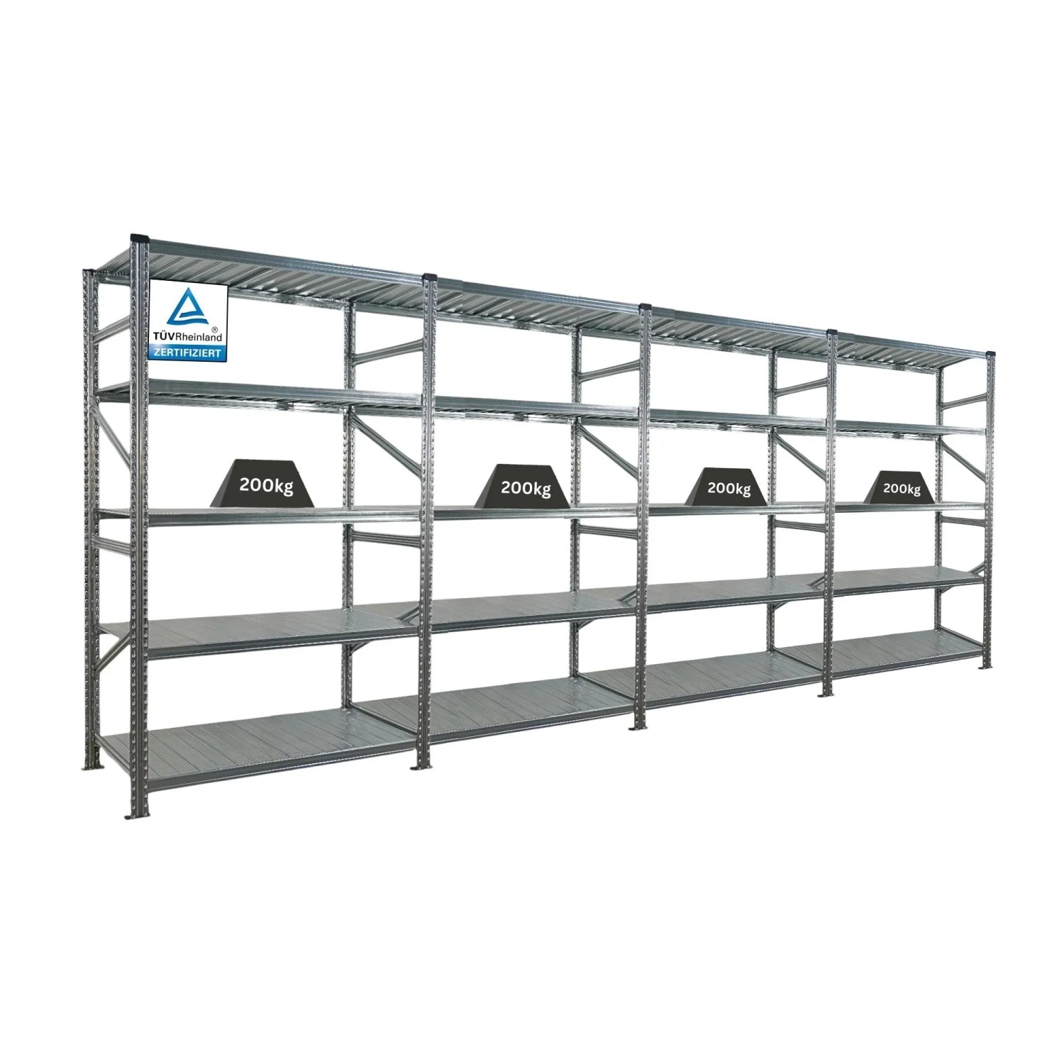 PROREGAL Fachbodenregal Stecksystem Proximo Grundregal HxBxT 200 x 150 x 40 cm 9 Ebenen Fachlast 180 kg Beidseitig Verzinkt