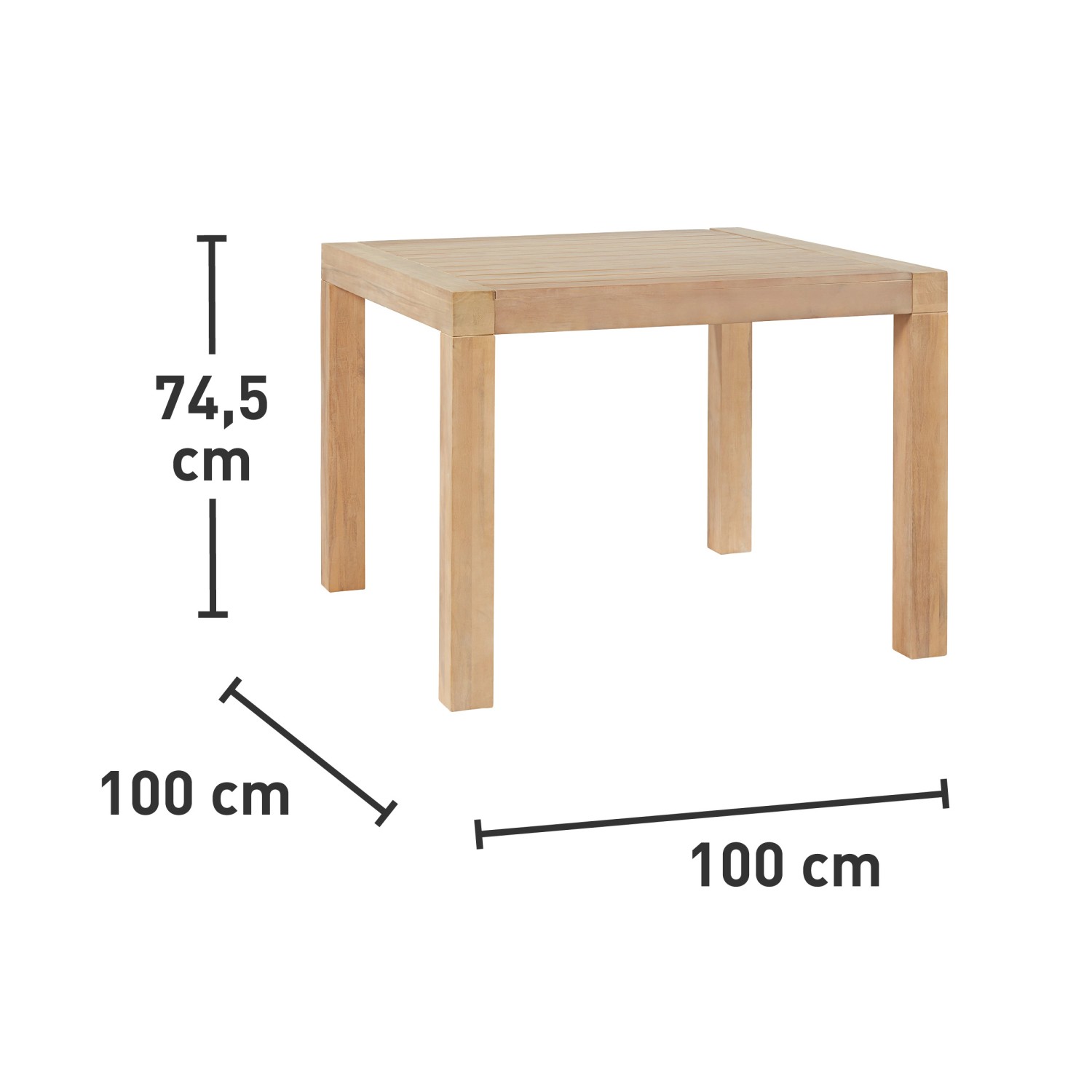 Quadratischer Esstisch aus Akazienholz, Teil des 4-teiligen Lounge-Sets Morenci.