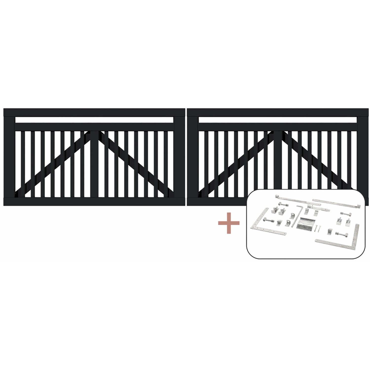 Doppeltor Linea Nadelholz Schwarz 300 cm x 80 cm günstig online kaufen