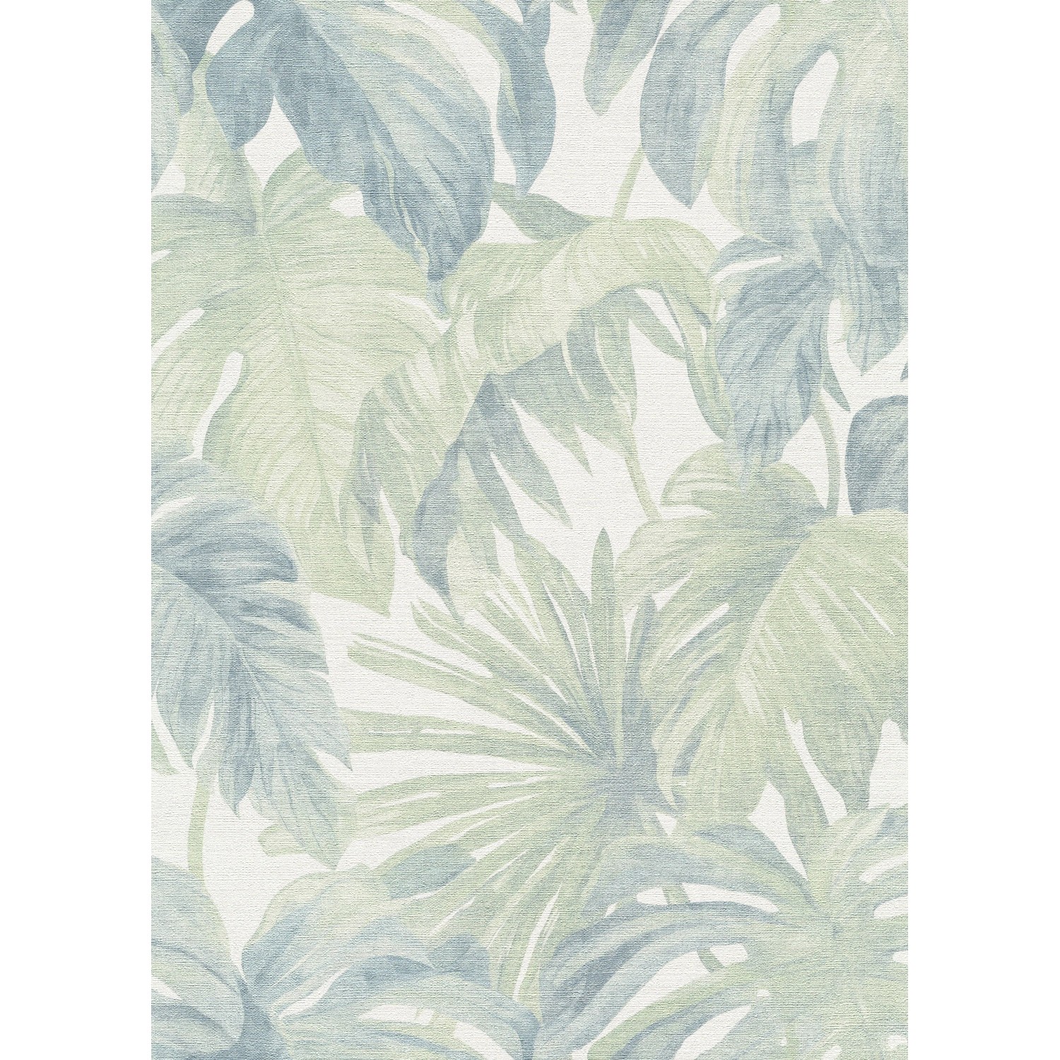 Erismann Vliestapete Forest Dreams mit Monstera-Blättern in Grün und Blautönen.