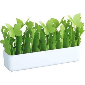 Wenko Luftbefeuchter Flora mit grünem Gras- und Schmetterlingsdesign in weißer Keramikschale.