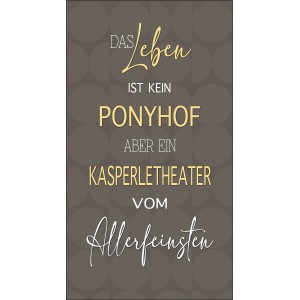Pro Art Dekopanel mit Spruch "Das Leben ist kein Ponyhof". Wandbild, 30x15 cm.