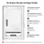 Anleitung zur Größenmessung für weißes Klemmfix Plissee am Fenster. Schritte für Glasbreite, Fensterhöhe und Plissee-Berechnung.