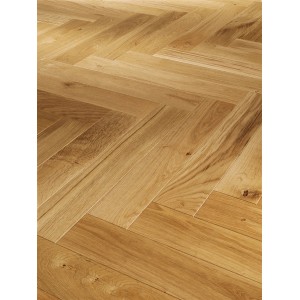 Parkettmuster Trendtime 3 Living Eiche matt im Fischgrätmuster, Nahaufnahme.