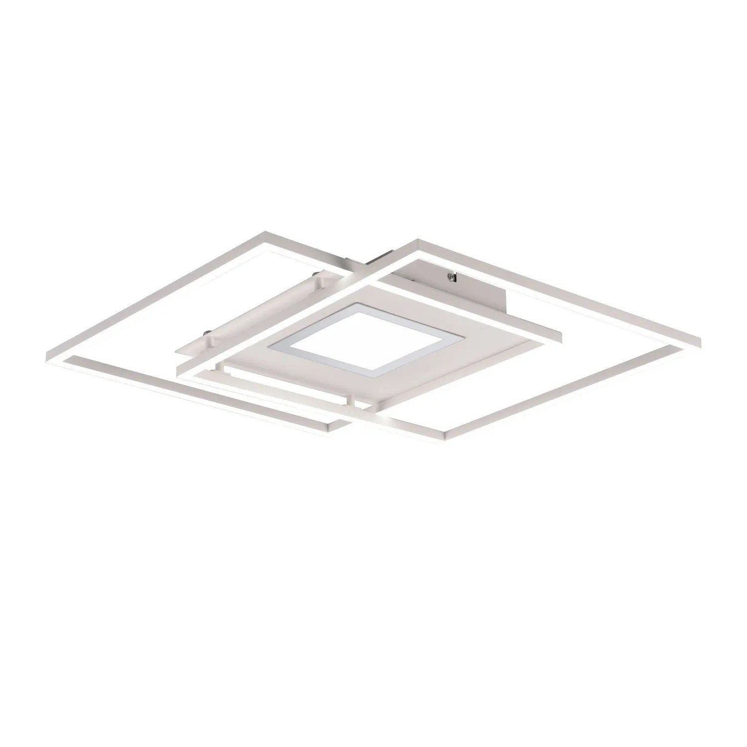 Moderne, weiße LED-Deckenleuchte Via von Trio, 50x50 cm, für Wohn- und Schlafzimmer.