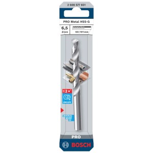 Bosch Spiralbohrer Pro Metal HSS-G, silberfarbener Metallbohrer in Verpackung.