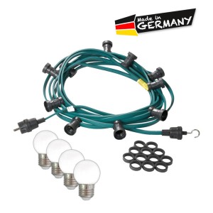 Satisfire Illu-Partylichterkette, 20m, grün, mit 40 kaltweißen LEDs für Garten/Biergarten.