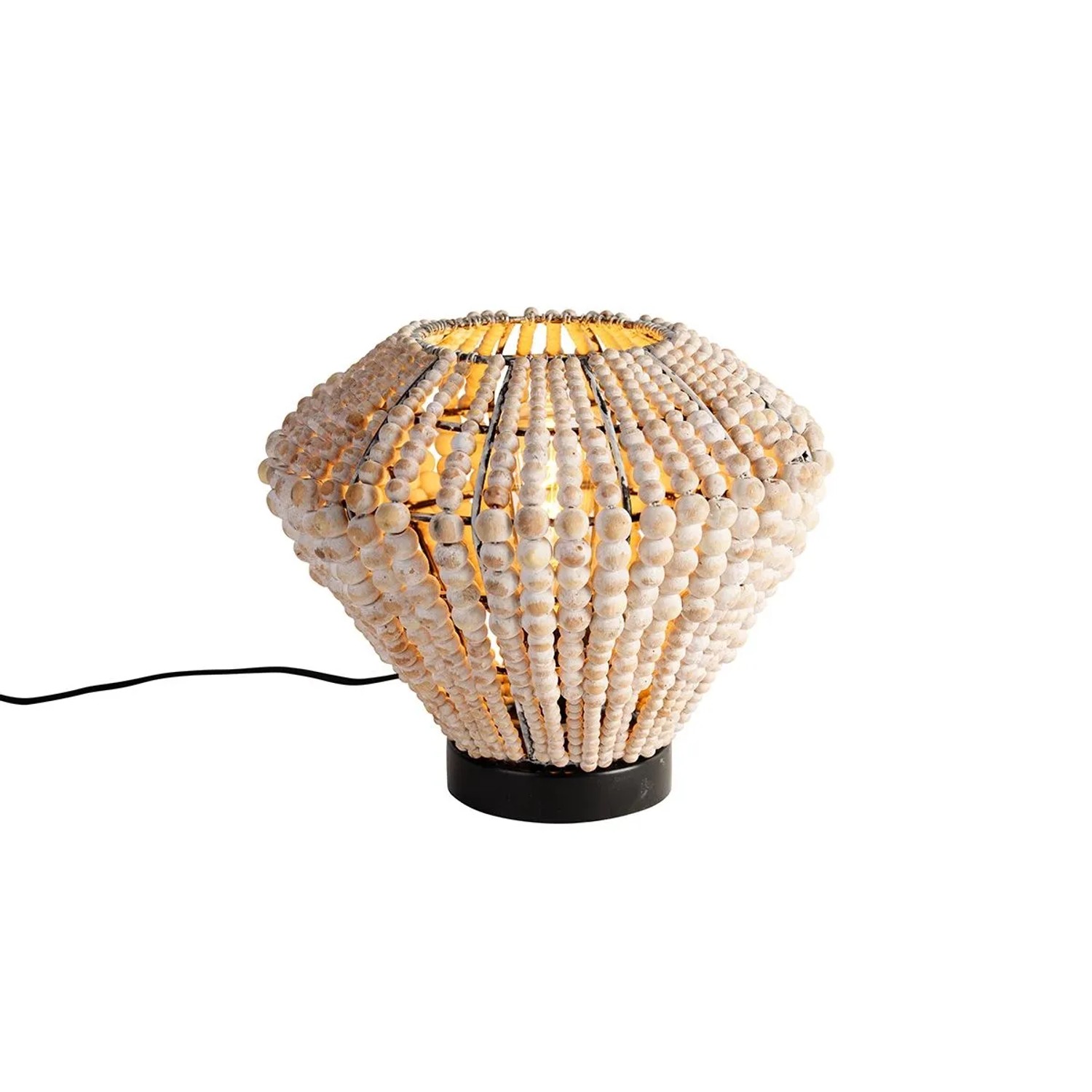 QAZQA Orientalische Tischlampe Beige mit Perlen Moti